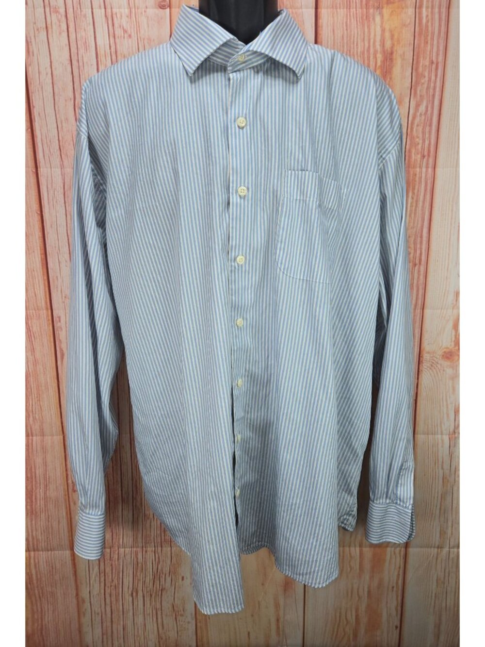 Peter Millar Crown Soft Blue Striped Dress Shirt Size XXL